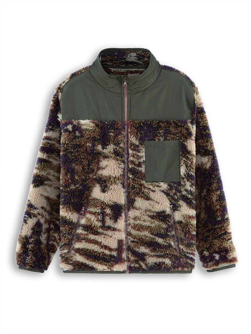 Denokids Khaki Boy Plush Coat - Image 3